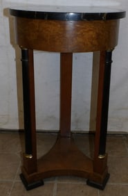 Burl Elmwood Marble Top French Empire Stand