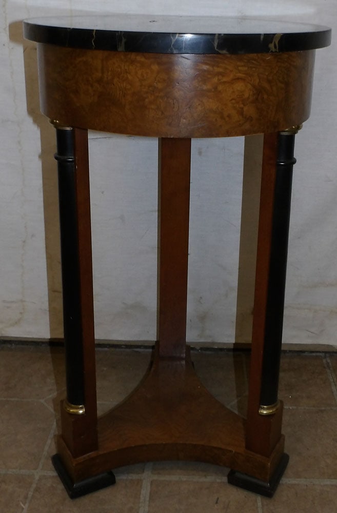 Burl Elmwood Marble Top French Empire Stand (1 of 3)