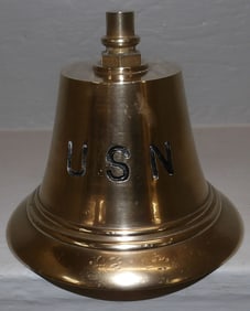 Polished Cast Brass U.S. Navy Bell, (Missing Clapper)