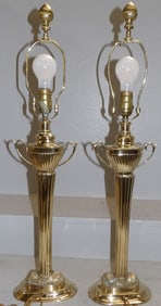Pair of Brass Urn Form Buffet Lamps