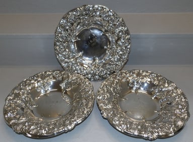 Three Ornate Silver Plated Bowls