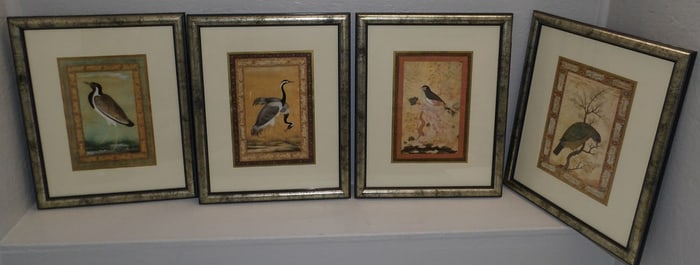Set of Four Silver Gilded Frame Bird Prints
