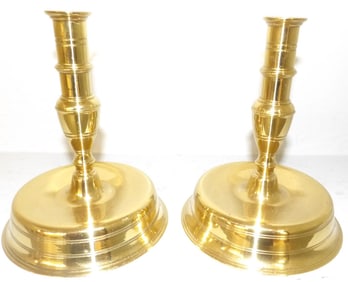 Pair of Cast Brass Bell Bottom Candlesticks