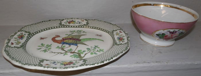 Antique Old Paris Bowl & Antique Cauldon English Porcelain Platter