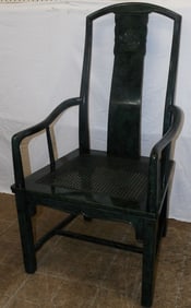 Painted Faux Malachite Oriental Style Arm Chair by Henredon