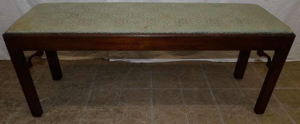 Mahogany Chippendale Style & Upholstered Top Bench (1 of 2)