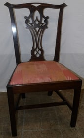 Antique Mahogany Chippendale Straight Leg Side Chair