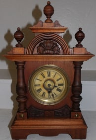 Antique German Walnut Shelf Clock with Label