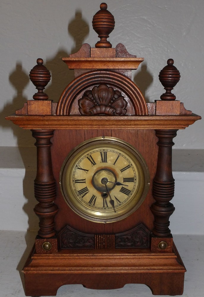 Antique German Walnut Shelf Clock with Label (1 of 8)