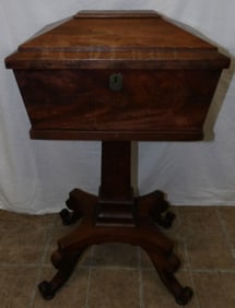 19th Century Mahogany Regency Teapoy Planter with Copper Liner