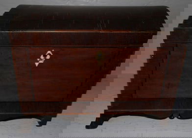 19th Century Yew Wood & Mahogany Banded Tea Caddy
