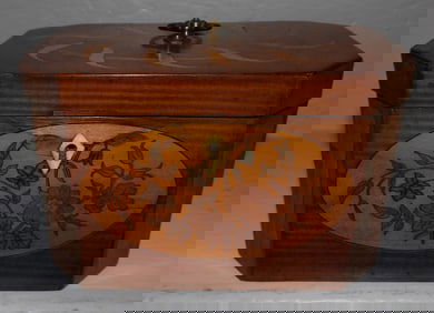 Yew Wood Inlaid Tea Caddy