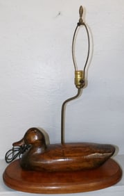Antique Carved Pine Duck Decoy Lamp
