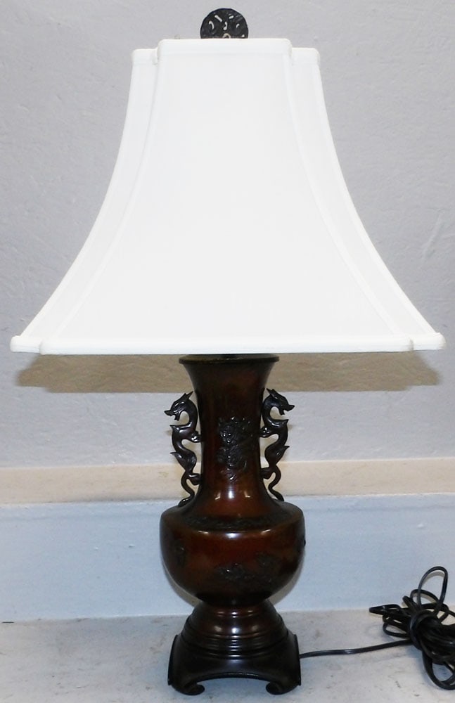 Oriental Bronze Urn Lamp (1 of 4)