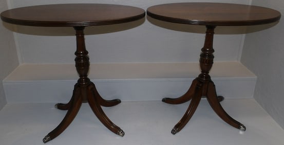 Pair of Mahogany Oval Stands