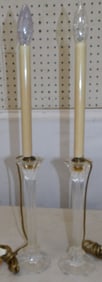 Pair of Crystal Candlestick Lamps