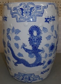 Oriental Blue & White Porcelain Garden Seat