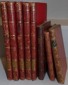 Lot of Eight Antique Books, (Some Leather Bound)
