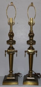 Pair of Gilded Metal Neoclassical Torchiere Lamps