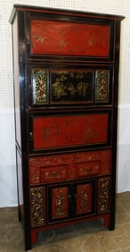 Oriental Lacquered & Paint Decorated Cabinet