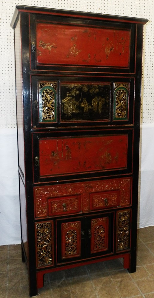 Oriental Lacquered & Paint Decorated Cabinet (1 of 14)