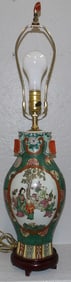 Painted Oriental Porcelain Urn Lamp