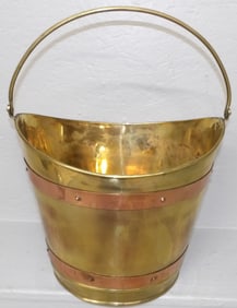 Brass & Copper Bound Coal Bucket