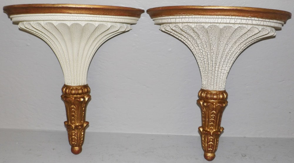 Pair of Gilded & Paint Distressed Wall Brackets (1 of 4)