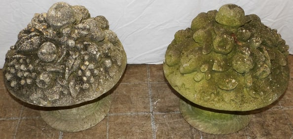 Pair of Cast Concrete Urn Yard Ornaments