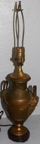 Antique Bronze Neoclassical Urn Form Lamp with Face Handles