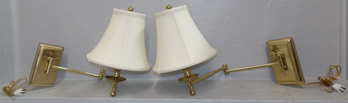 Pair of Mid Century Modern Brass Swing Arm Wall Lamps