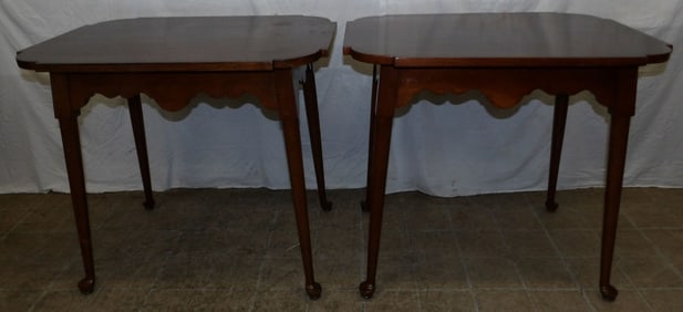Pair of Mahogany Queen Anne Style Lamp Tables