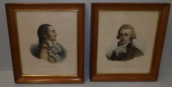 Two Hand Colored Engravings of Joseph Lebon & Herault De Sechelles