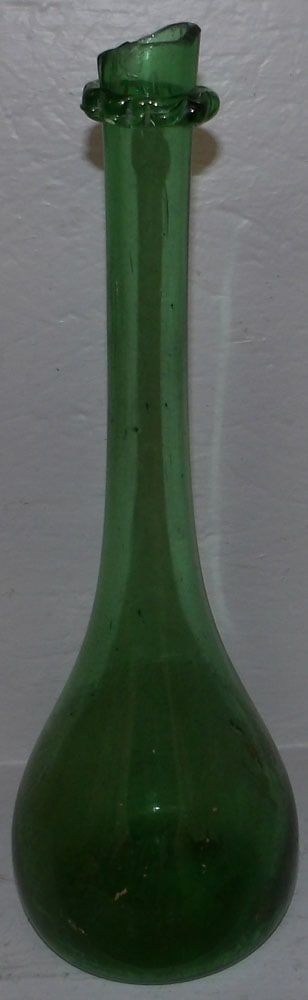 Large Antique Green Hand Blown Bottle (1 of 4)