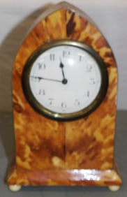 French Faux Tortoise Shell Shelf Clock