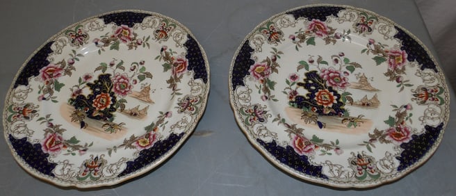 Two Antique English Ironstone Plates