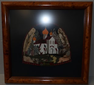 Burl Walnut Frame German Embroidery