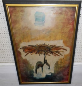 Framed Oil on Canvas of Sunflower Artist Signed