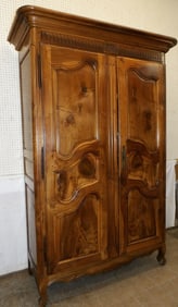 18th Century Walnut French Provincial Armoire with Fitted Interior