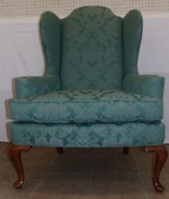 Cherry & Upholstered Wing Back Arm Chair