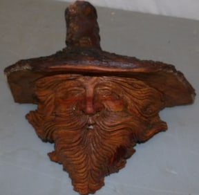 Carved Wood Old Man Face Wall Hanging