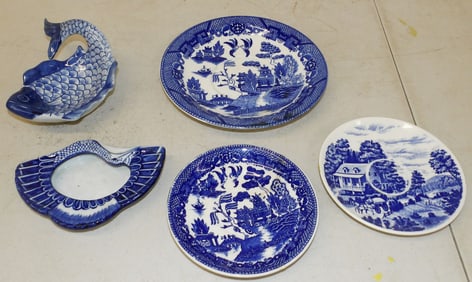 Lot of Blue & White Porcelain Items