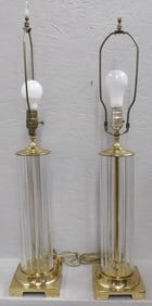 Pair of Crystal & Brass Lamps
