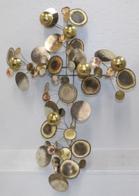Mid Century Modern Brass Wall Art by Curtis C Jere, 1971