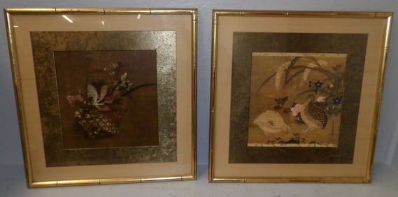 Pair of Gilded Faux Bamboo Oriental Prints