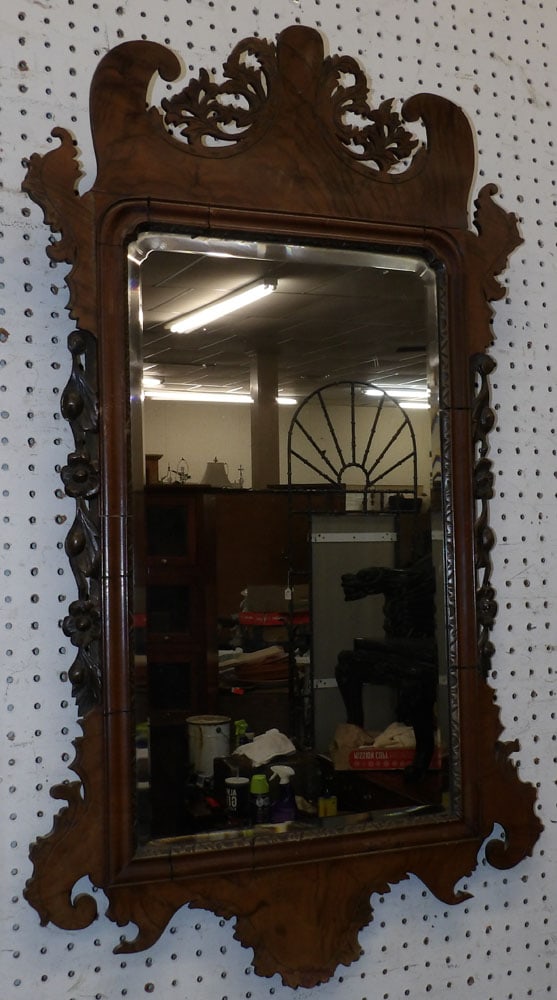 Antique Burl Walnut Frame Bevel Edge Mirror (1 of 4)
