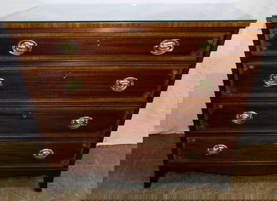 Mahogany & Satin Wood Banded Top Fan Inlay Four Drawer Chest
