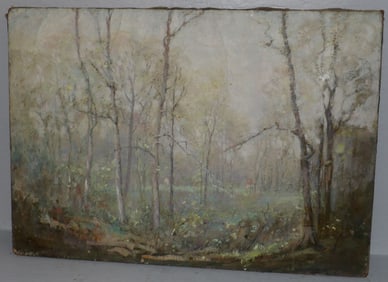 19th Century Oil on Canvas Impressionist Painting of Woodlands Artist Signed