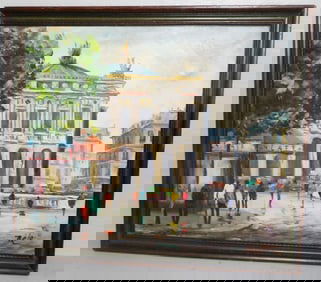 Impressionist Oil on Canvas Street Scene of The Palais Garnier Artist Signed, (Purchased in France