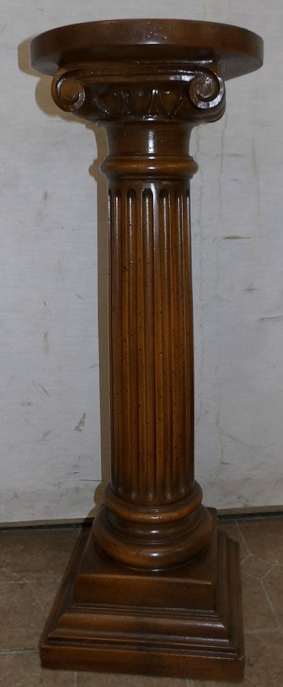 Walnut Fluted Pedestal: Walnut Fluted Pedestal . 31 1/2" H "ALL DESCRIPTIONS AND ANY CONDITION STATEMENT GIVEN BY LANGSTON AUCTION GALLERY ARE STRICTLY OPINIONS AND LANGSTON'S SHALL HAVE NO RESPONSIBILITY FOR ERRORS OR OMISS